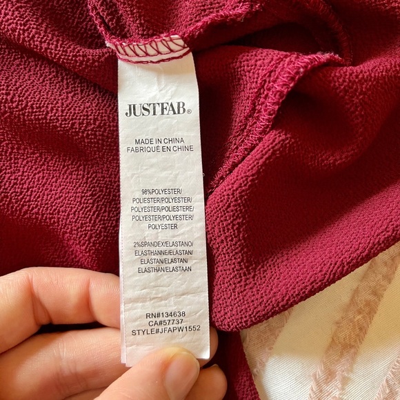 DONATED Just Fab Long Sleeve Maroon Crop Top 2x - Picture 3 of 3